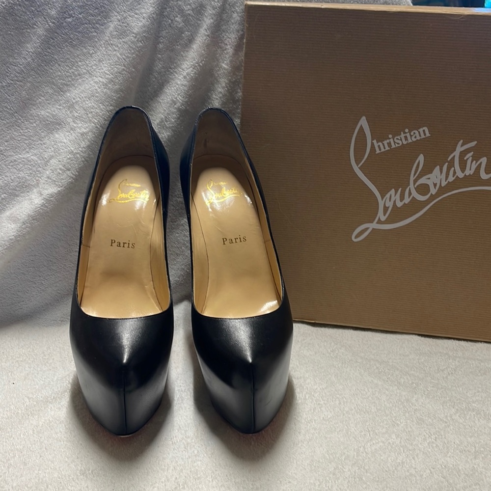 Christian Louboutin platform stilettos leather. Black. Great shape. Like new.